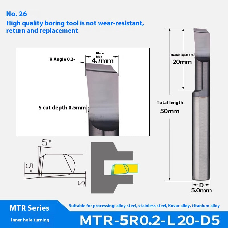 1123-Tungsten steel small hole boring cutter MTR centering machine stainless steel special small diameter boring cutter integral tungsten carbide internal hole boring cutter Shandong Denso Pricision Tools Co.,Ltd.
